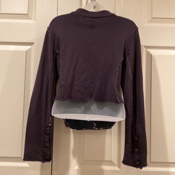 Free People purple wool cardigan, Sz L - Picture 3 of 6
